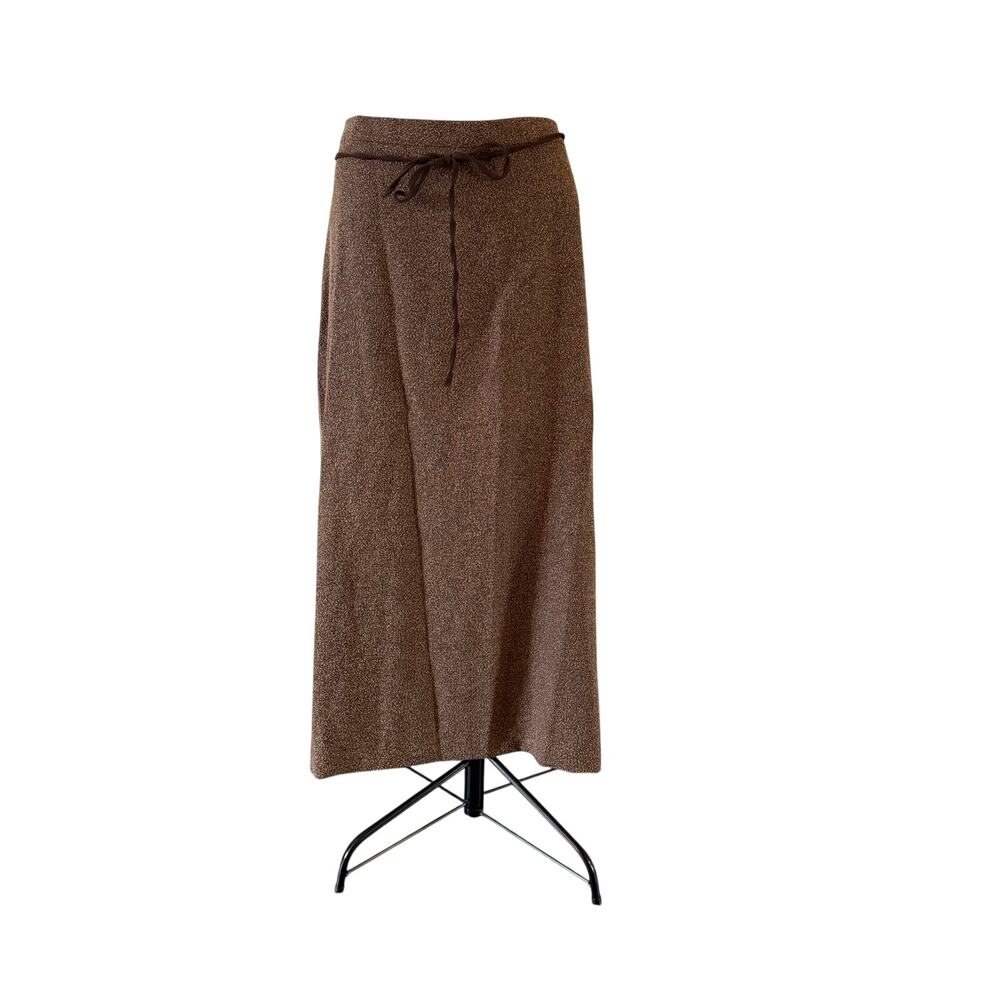 Vtg Y2K 2000s Brown Tweed Belt Maxi Skirt Plus Sz 20W Cottage Core Forest Fairy